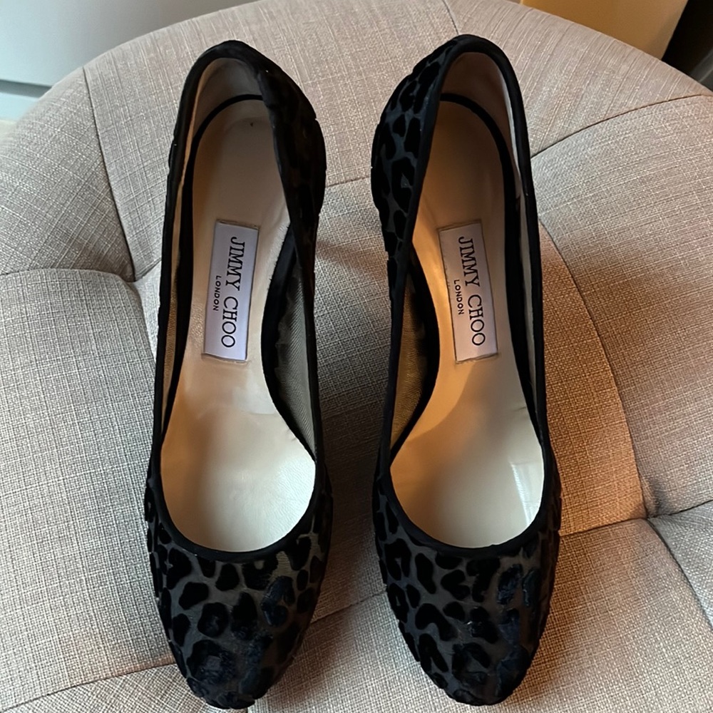 Jimmy Choo Black Animal Print Pumps